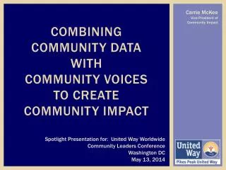 Combining COMMUNITY DATA with COMMUNITY VOICES to create Community impact