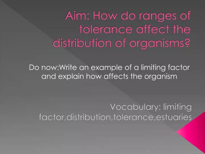 aim how do ranges of tolerance affect the distribution of organisms