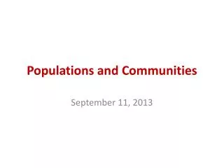 populations and communities