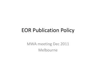 EOR Publication Policy