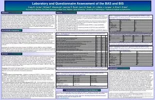 Laboratory and Questionnaire Assessment of the BAS and BIS