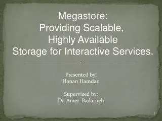 Megastore: Providing Scalable, Highly Available Storage for Interactive Services .