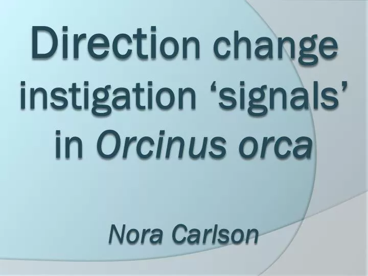 directi on change instigation signals in orcinus orca nora carlson