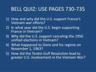BELL QUIZ: USE PAGES 730-735
