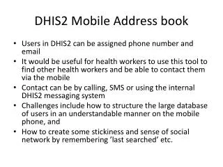DHIS2 Mobile Address book