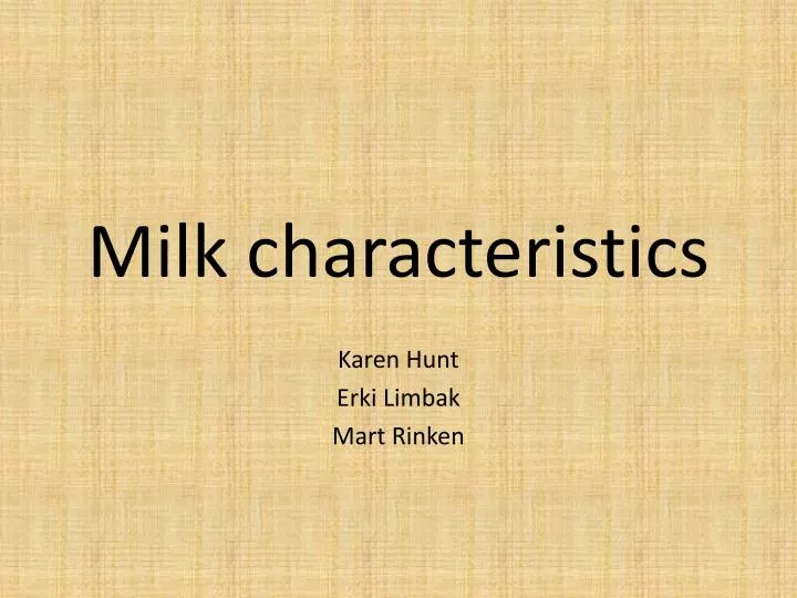 milk characteristics