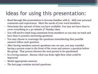 Ideas for using this presentation: