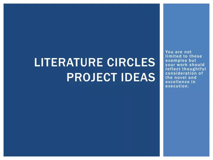 literature circles project ideas