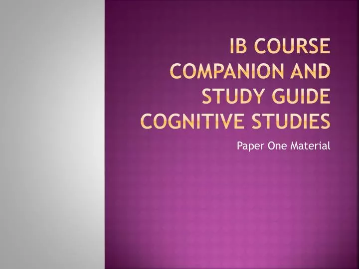 ib course companion and study guide cognitive studies