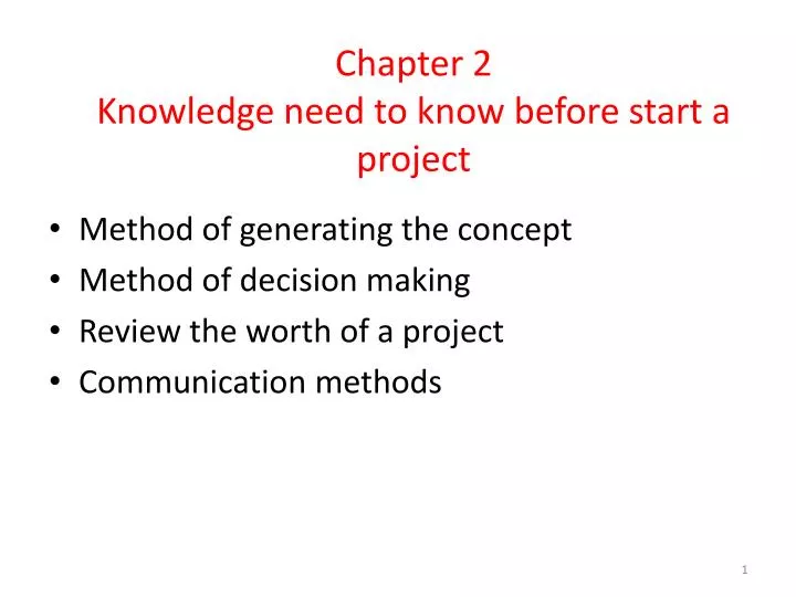 chapter 2 knowledge need to know before start a project