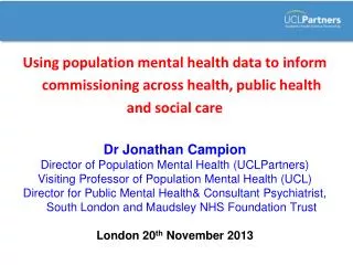 Using population mental health data to inform commissioning across health, public health