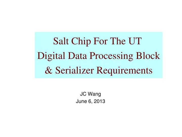 salt chip for the ut digital data processing block serializer requirements
