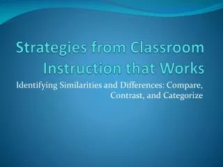 Strategies from Classroom Instruction that Works