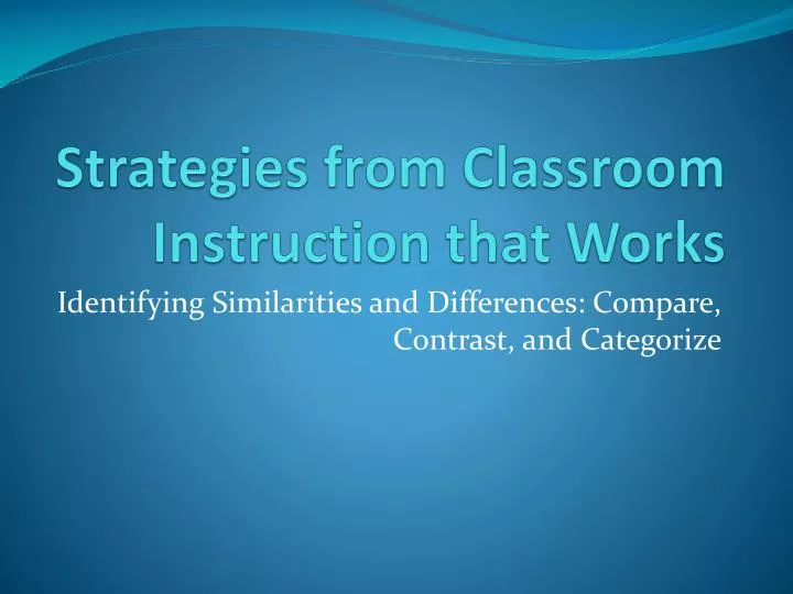 strategies from classroom instruction that works
