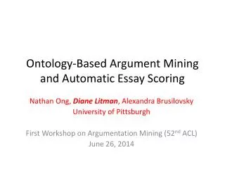 ontology based argument mining and automatic essay scoring