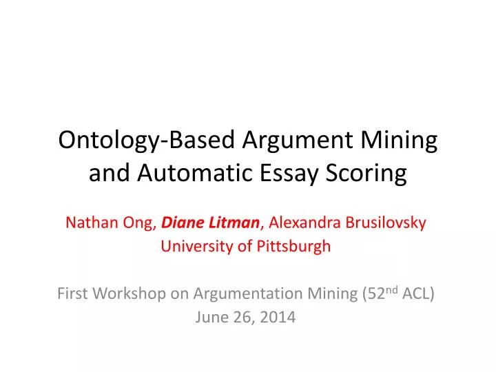 ontology based argument mining and automatic essay scoring
