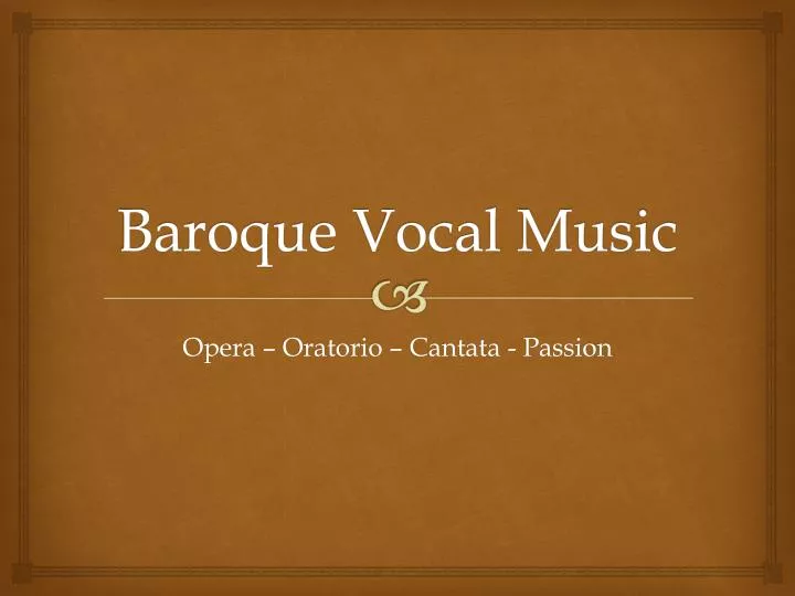 Baroque Vocal Music N 