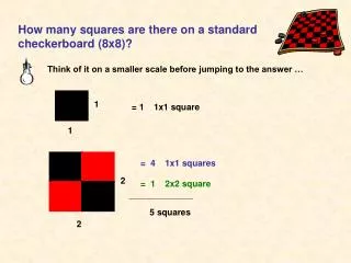 How many squares are there on a standard checkerboard (8x8)?