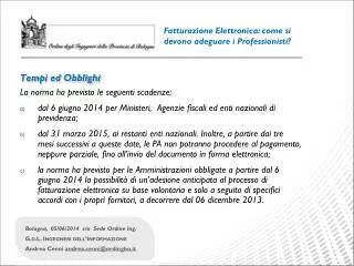 tempi ed obblighi