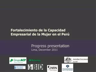 Progress presentation Lima, December 2011