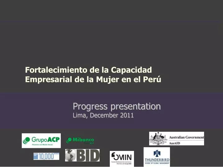 progress presentation lima december 2011