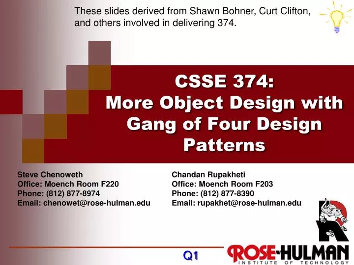 csse 374 more object design with gang of four design patterns