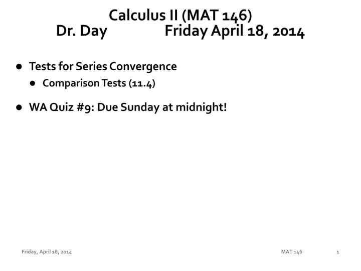 calculus ii mat 146 dr day fri day april 18 2014