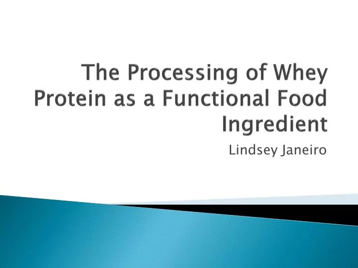 the processing of whey protein as a functional food ingredient