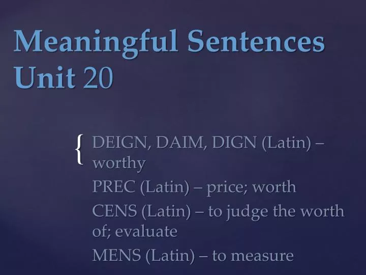 meaningful sentences unit 20