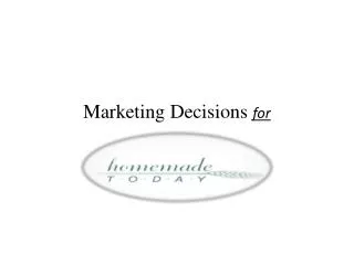 Marketing Decisions for