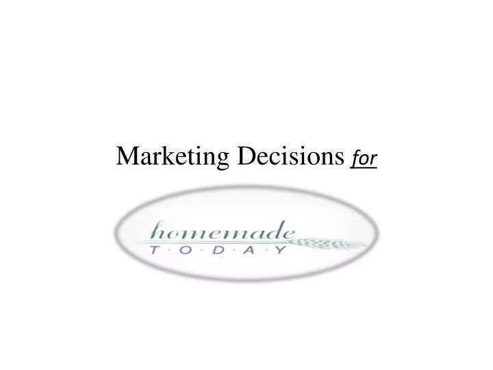 marketing decisions for
