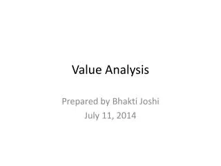 Value Analysis