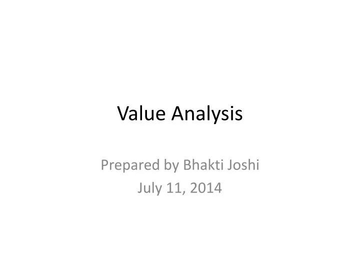 value analysis