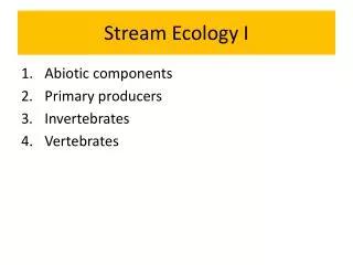 Stream Ecology I