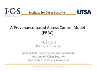 A Provenance-based Access Control Model (PBAC)
