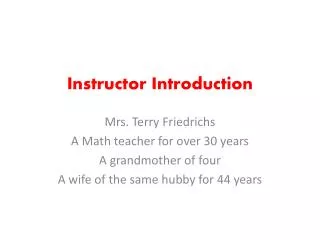 Instructor Introduction