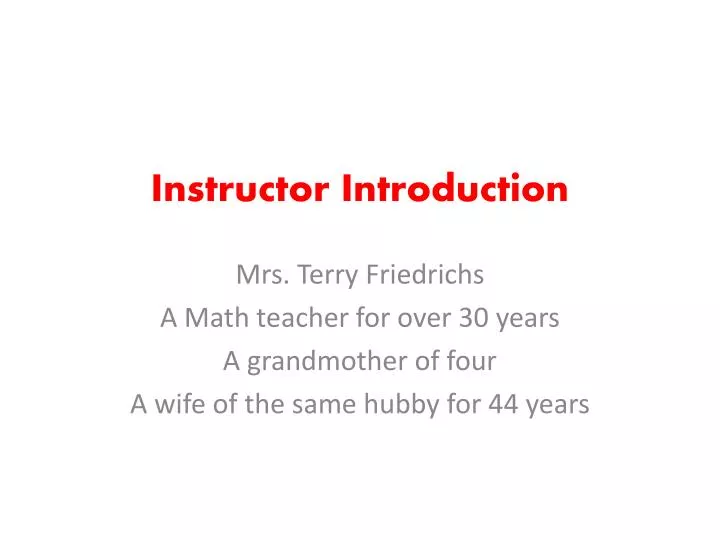 instructor introduction