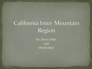 California Inter-Mountain Region
