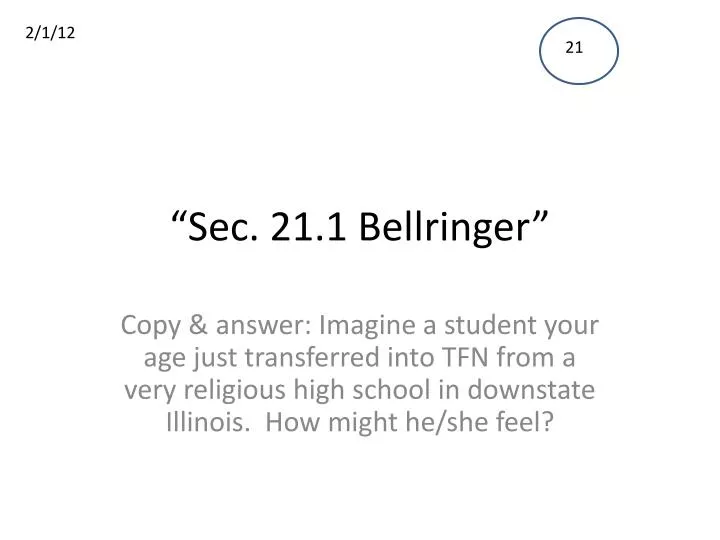 sec 21 1 bellringer