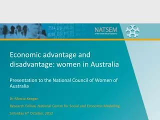 Economic advantage and disadvantage: women in Australia