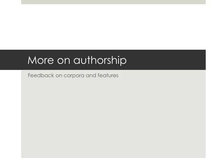 more on authorship