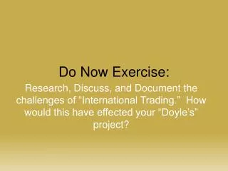 Do Now Exercise: