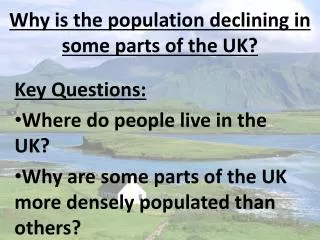 Why is the population declining in some parts of the UK?