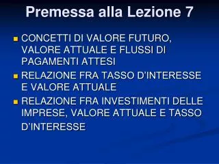premessa alla lezione 7