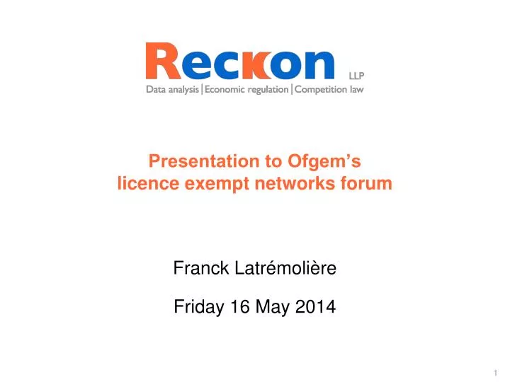 presentation to ofgem s licence exempt networks forum