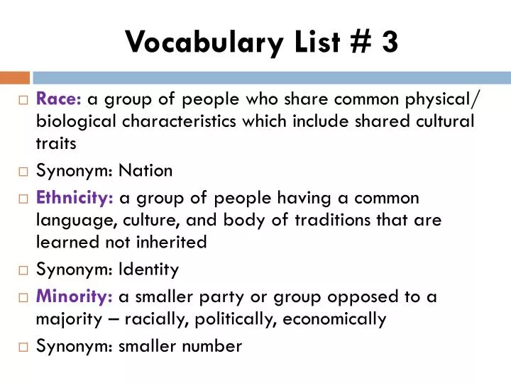 vocabulary list 3