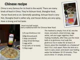 Chinese recipe
