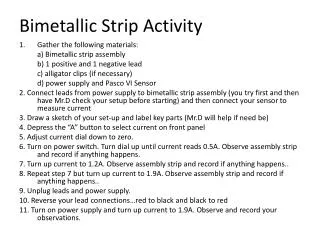 Bimetallic Strip Activity