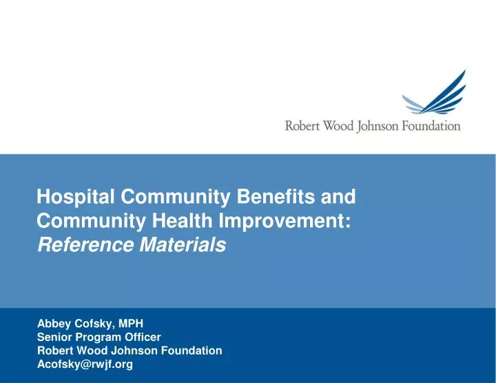 hospital community benefits and community health improvement reference materials