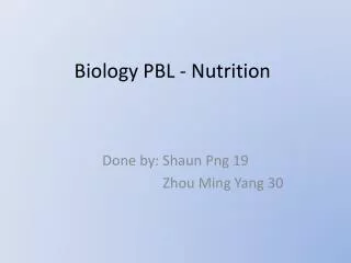 Biology PBL - Nutrition